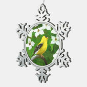 Goldfinch schilderen - Kute Original Dog Art Tin Sneeuwvlok Ornament (Rechts)