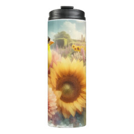Goldfinch Songbird Rustic Garden Thermal Tumbler Thermosbeker