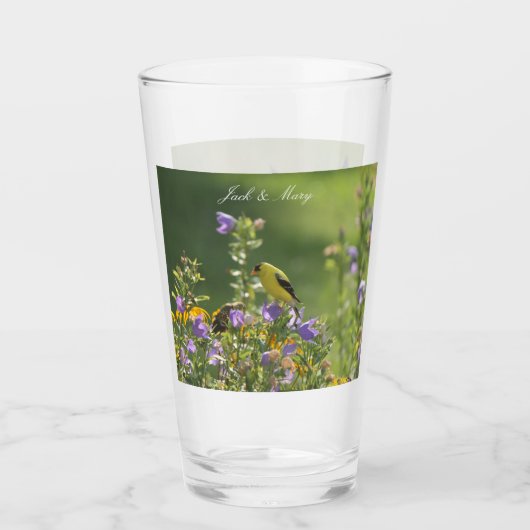 Goldfinch Spring Garden Wedding Glas (Voorkant)