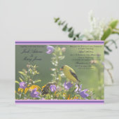 Goldfinch Spring Garden Wedding Invitation Kaart (Staand voorkant)