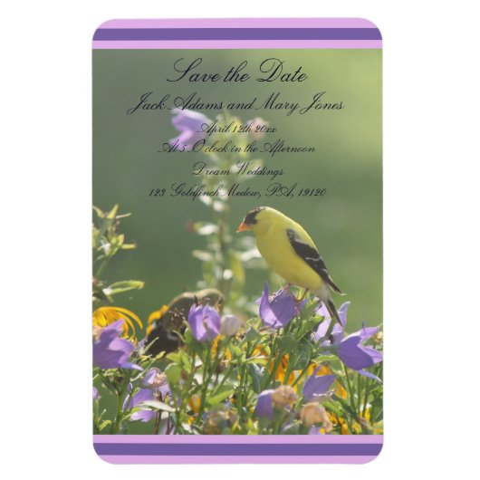 Goldfinch Spring Garden Wedding Magneet (Verticaal)