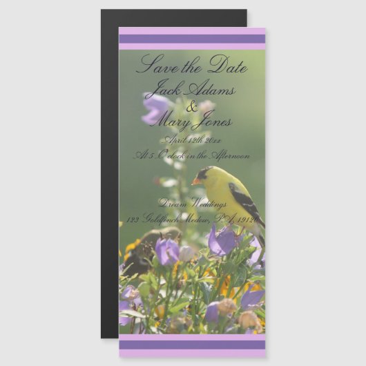 Goldfinch Spring Garden Wedding Magnetische Uitnodiging (Voorkant / Achterkant)
