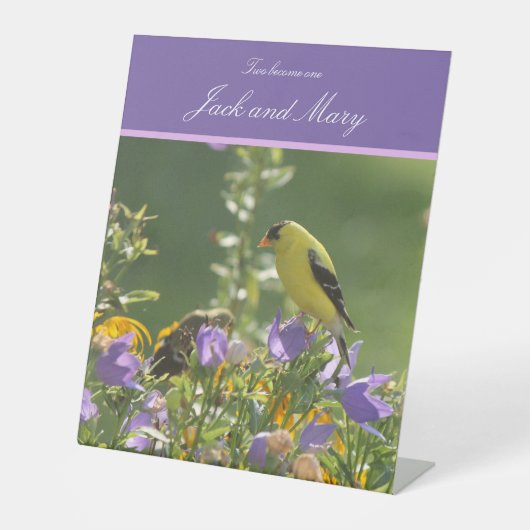 Goldfinch Spring Garden Wedding Reclamebord Met Voetstuk (Voorkant)