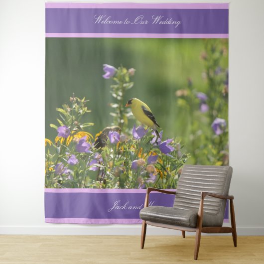 Goldfinch Spring Garden Wedding Wandkleed (In situ)