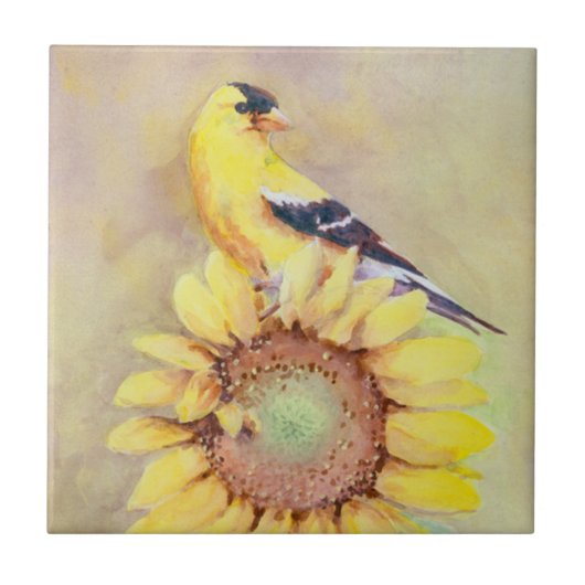 GOLDFINCH & SUNFLOWER, DOOR SHARON SHARPE TEGELTJE (Voorkant)