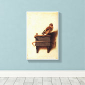 Goldfinch van Carel Fabritius Canvas Afdruk (Insitu (Houten vloer))