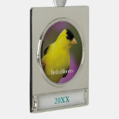 Goldfinch Verzilverd Banner Ornament (Rechts)