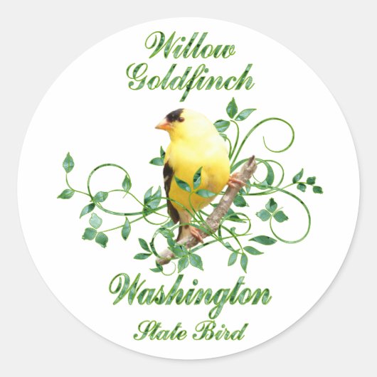 Goldfinch Washington State Bird Ronde Sticker (Voorkant)