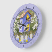 Goldfinches & Cute Birdhouse Lavender Grote Klok (Hoek)