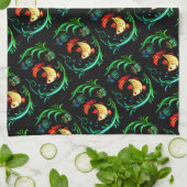 Goldfische auf schwarzem Hintergrund Theedoek (Gevouwen)