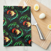 Goldfische auf schwarzem Hintergrund Theedoek (Quarter Fold)