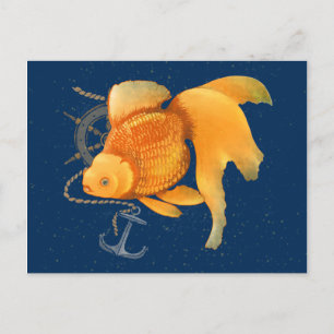 Goldfish Anchor Ship Wheel Nautisch Briefkaart