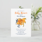 Goldfish Anchor Ship Wheel Nautische Uitnodiging (Staand voorkant)