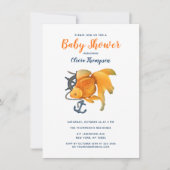 Goldfish Anchor Ship Wheel Nautische Uitnodiging (Voorkant)