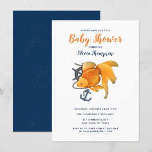 Goldfish Anchor Ship Wheel Nautische Uitnodiging