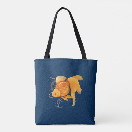 Goldfish Anker Ship Wheel Nautische Canvas tas (Achterkant)