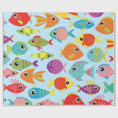 Goldfish Aquarium Cute 1st Birthday Wrapping Paper Cadeaupapier (Vlak)