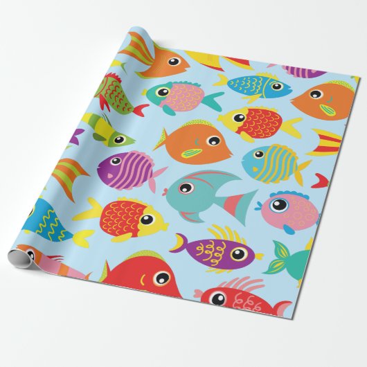 Goldfish Aquarium Cute 1st Birthday Wrapping Paper Cadeaupapier (Uitgerold)