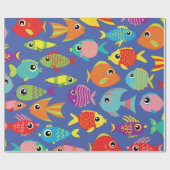 Goldfish Aquarium Cute 1st Birthday Wrapping Paper Cadeaupapier (Vlak)