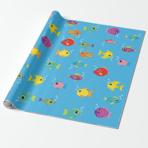 Goldfish Aquarium Cute 1st Birthday Wrapping Paper Cadeaupapier
