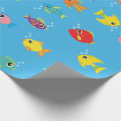 Goldfish Aquarium Cute 1st Birthday Wrapping Paper Cadeaupapier (Hoek)
