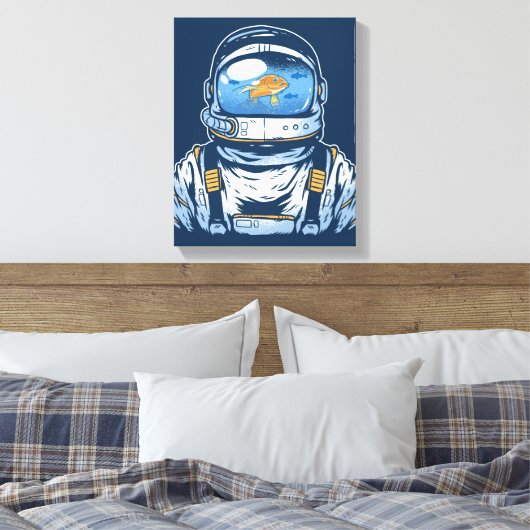 Goldfish Astronaut Canvas Afdruk (Insitu (Slaapkamer))
