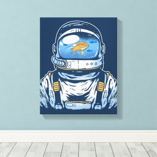 Goldfish Astronaut Canvas Afdruk (Insitu (Houten vloer))