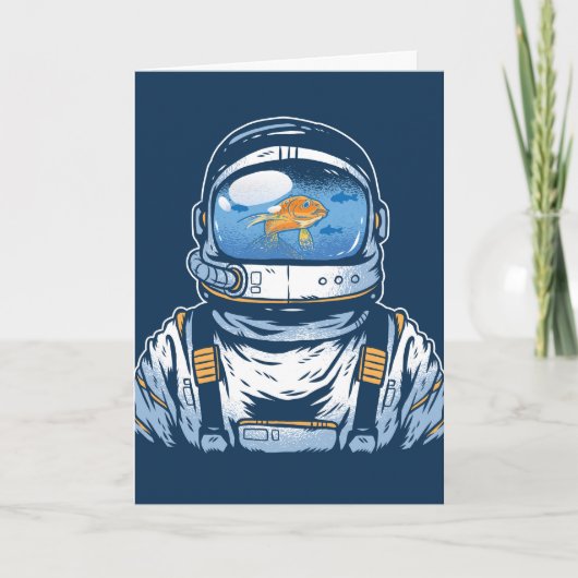 Goldfish Astronaut, German Birthday Kaart (Voorkant)