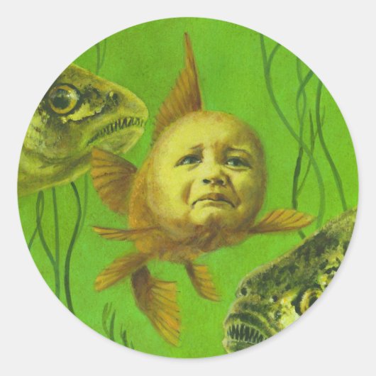 Goldfish Baby Mutant Design Ronde Sticker (Voorkant)
