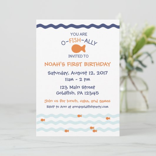 Goldfish Birthday Party Invitation Kaart (Staand voorkant)