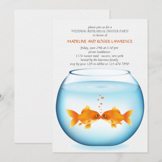 Goldfish Bowl Wedding Rehearsal Dinner Invitation Kaart (Voorkant / Achterkant)