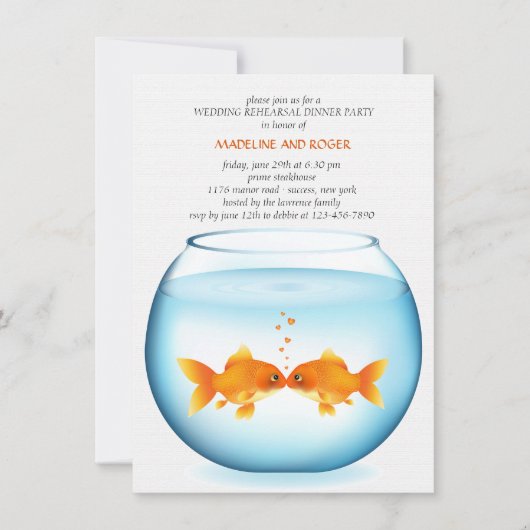 Goldfish Bowl Wedding Rehearsal Dinner Invitation Kaart (Voorkant)