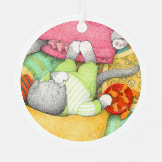 GOLDFISH CRACKERS KAT Metal Circle Ornament (Achterkant)