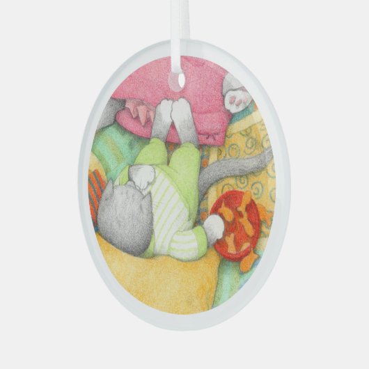 GOLDFISH CRACKERS KATTEN glazen cirkel Ornament (Voorkant links)