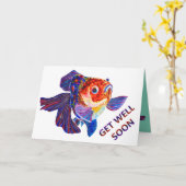 Goldfish design "get soon soon" wenskaart kaart (Gele Bloem)