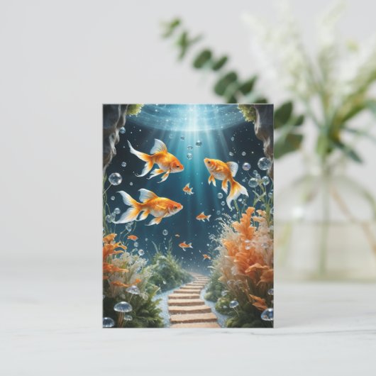 Goldfish Fantasy Briefkaart (Staand voorkant)