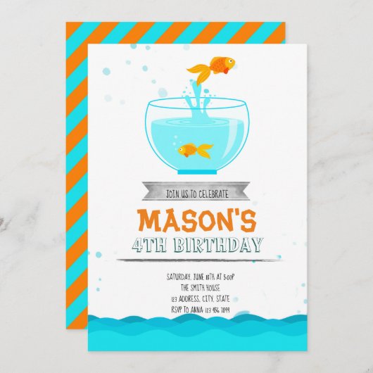 Goldfish-feestuitnodiging Kaart (Voorkant / Achterkant)