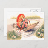 Goldfish Fish Boat Roos Daisy Briefkaart (Voorkant / Achterkant)
