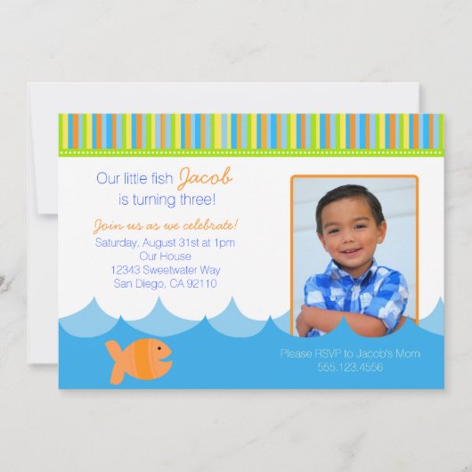 Goldfish Gold Fish Birthday Party Invitation Kaart (Voorkant)