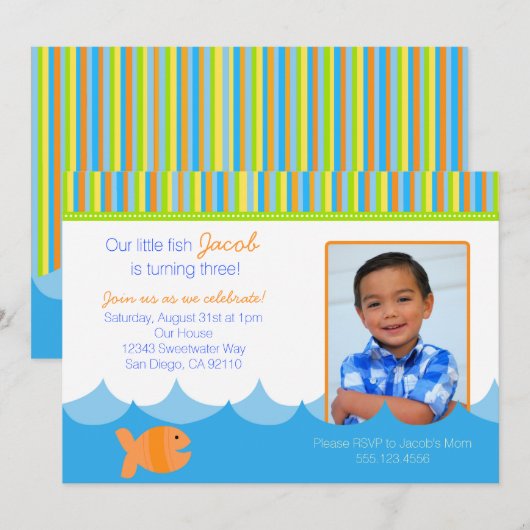 Goldfish Gold Fish Birthday Party Invitation Kaart (Voorkant / Achterkant)