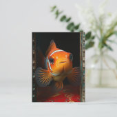 Goldfish in a Blue Box on a Red Pillow Briefkaart (Staand voorkant)