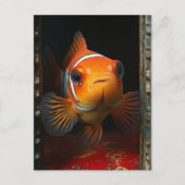 Goldfish in a Blue Box on a Red Pillow Briefkaart (Voorkant)