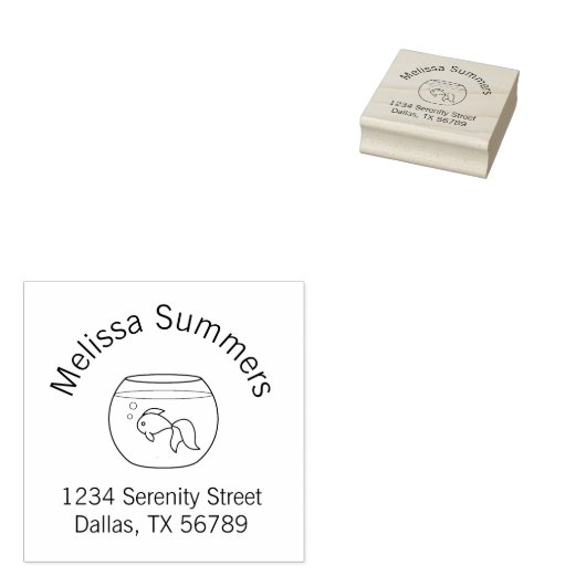 Goldfish in a Fish Bowl Arch Address Rubberstempel (Gestempeld)