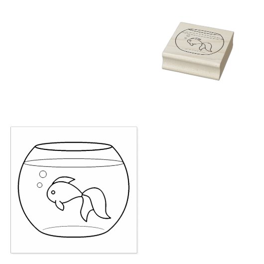 Goldfish in a Fishbowl Color Me Rubberstempel (Gestempeld)