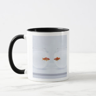 Goldfish in aparte viskommen die naar de fac kijke mok