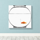 Goldfish in bowl canvas afdruk (Insitu (Houten vloer))