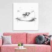 Goldfish in bowl en water Potlood tekenkunst Canvas Afdruk (Insitu (Woonkamer))