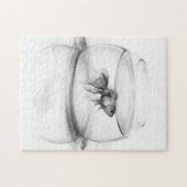 Goldfish in bowl en water Potlood tekenkunst Legpuzzel (Horizontaal)