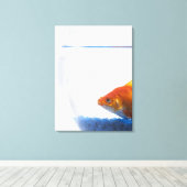 Goldfish in bowl op witte achtergrond canvas afdruk (Insitu (Houten vloer))