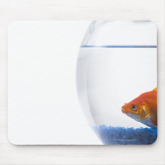 Goldfish in bowl op witte achtergrond muismat (Voorkant)